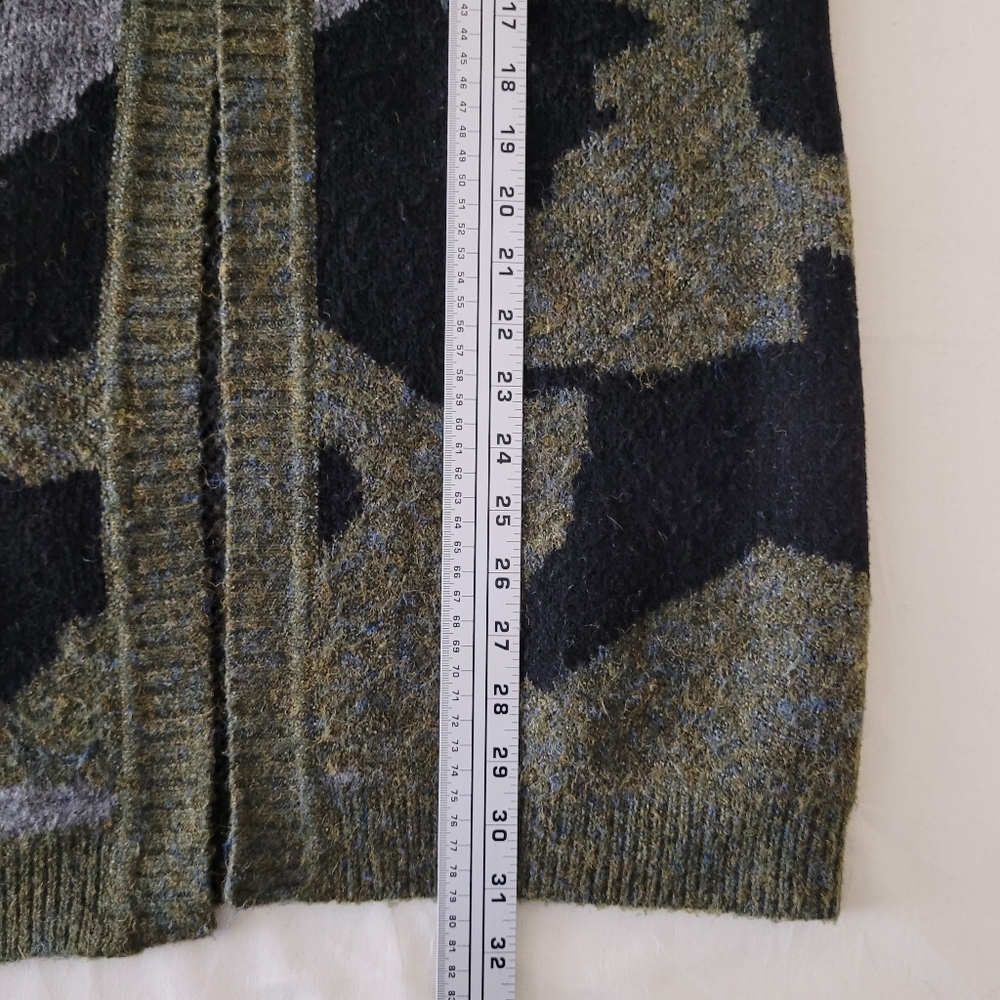 Moth Anthropologie M Womens Open Fuzzy Camo Cardigan Boho Stretch Lightweight - Picture 7 of 8